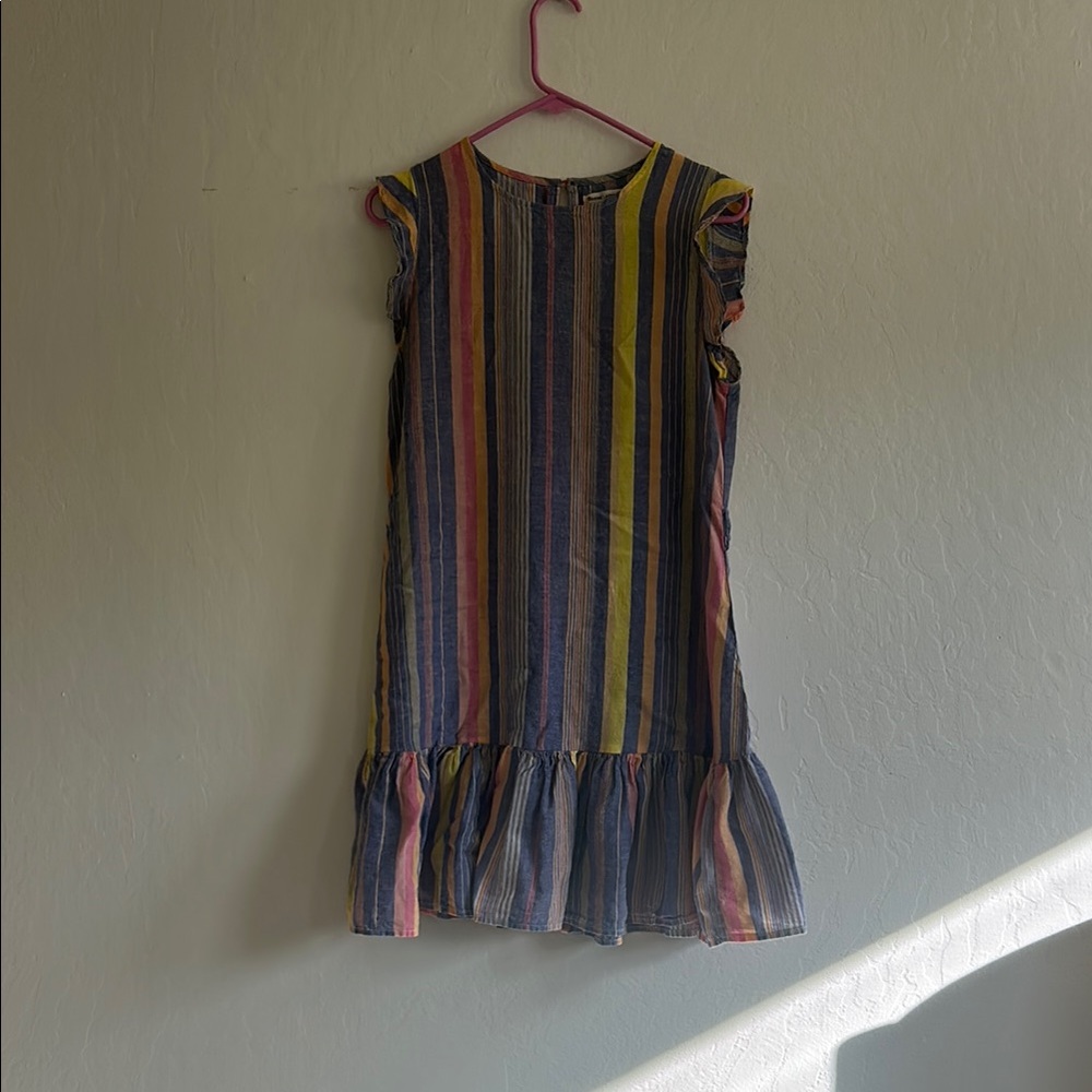 Marine Layer Green and Orange Ruffled Sundress